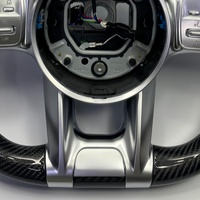 Volant en cuir et fibre de carbone personnalisé pour Mercedes-Benz C200 Classe G W213 GLE GLC Classe E pour modèles - Noir