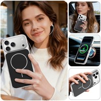 Coque de téléphone portable magnétique 2-en-1 en TPU et acrylique aux couleurs originales pour iPhone 14 Pro, 15, 16, 17 Pro Max avec dos transparent