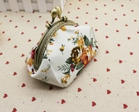 Tas dompet koin bunga mawar kecil kreatif tas kartu kunci pengait wanita dompet antik tas lipstik portabel Retro