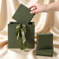 Boîte à bijoux à couvercle rabattable pour ranger les bagues et les boucles d'oreilles, emballage en carton rigide, emballage cadeau carré, papier écologique