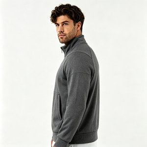 <span class=keywords><strong>Felpa</strong></span> da uomo personalizzata con zip, nuovo stile, colletto alto, vestibilità slim, con zip a un quarto, foro per il pollice, tasca laterale, per palestra e corsa - Product Image 5