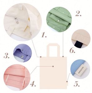 Sacs fourre-tout en toile personnalisés, sacs de shopping réutilisables avec logo imprimé, mignons et personnalisés, pour femmes, 34x36x18cm, avec bandoulière - Product Image 5