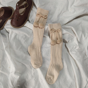 LRT Tất Cao Đến Đầu Gối Vải Cotton Dệt Kim Châu Âu Bán Sỉ Thiết Kế Mới Tất Dài Có Gân Pompon Mùa Đông Tùy Chỉnh Dễ Thương Cho Trẻ Em - Product Image 6