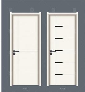 新しいデザインフレンチモダンホテルホームインテリアホワイトベッドルームドア無垢材インテリアフレンチドア - Product Image 6