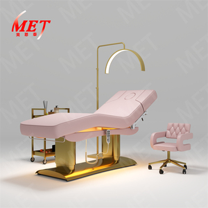 Lit <span class=keywords><strong>de</strong></span> salon moderne en cuir <span class=keywords><strong>rose</strong></span> avec base en or et 4 moteurs pour thérapie cosmétique électrique <span class=keywords><strong>Table</strong></span> <span class=keywords><strong>de</strong></span> <span class=keywords><strong>massage</strong></span> <span class=keywords><strong>de</strong></span> luxe inclinable pour salon <span class=keywords><strong>de</strong></span> beauté avec tabouret - Product Image 1