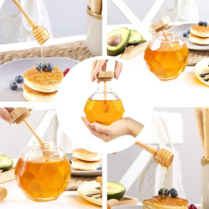 Vente en gros de pots à miel en verre classiques de différents styles, 250g et 500g, avec couvercle, étiquettes personnalisées pour le stockage alimentaire lors de fêtes, emballage en vrac - Product Image 5