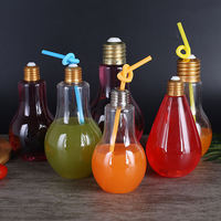 Bouteilles LED en forme d'ampoule personnalisées avec logo imprimé, contenants vides pour bonbons ou liquides, de 100 ml à 500 ml, pour fêtes et événements.