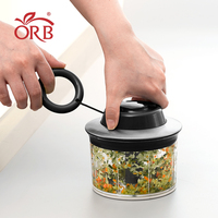 ORB Kitchen Mini Speedy Simple Everyday Handmatige Multifunctionele Groente- en Voedselhakker met Roestvrijstalen Messen LFGB