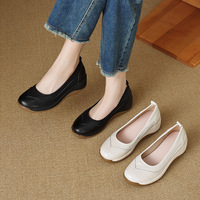 Mocassins rétro de luxe à semelle épaisse, plateforme, talon épais, semelle extérieure en caoutchouc, doublure en peau de porc, toutes saisons, chaussures à bout rond pour femmes, à enfiler