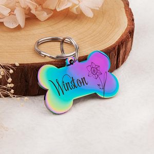 Vente en gros de médailles d'identification pour chien en acier inoxydable, personnalisables avec LOGO, motif animal marin, pailletées, multicolores, gravées, en forme d'os, accessoires pour animaux de compagnie, gravure laser DIY - Product Image 4