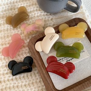 كليب لشعر كرتوني على شكل دب لطيف صغير Mickey على شكل حيوان للأطفال الصغار كليب شعر على شكل جلد جلد التمساح بدون كرياس أسود صغير مخصص - Product Image 1