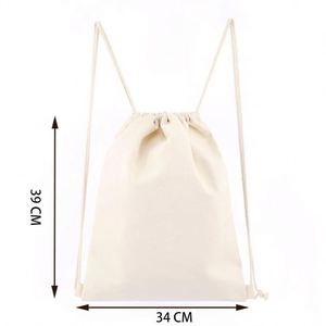 Sac à dos à cordon personnalisé en toile de coton léger et compact pour le sport et les voyages, avec logo, faible MOQ - Product Image 6