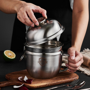 กล่องอาหารกลางวันสแตนเลสทรงกลมพร้อมฝาปิด 304 ภาชนะใส่อาหารสำหรับนักเรียนและผู้ใหญ่ - Product Image 4