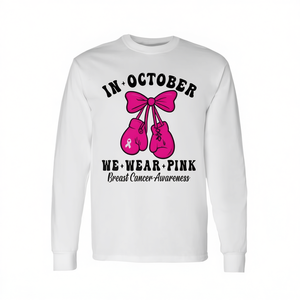 En octobre, nous portons un t-shirt rose à manches longues pour la sensibilisation au cancer du sein - Product Image 2