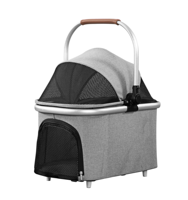 Panier de transport de luxe personnalisé pour animaux de compagnie, poussette respirante pour animaux avec fermeture éclair de sécurité, pour chiens et chats, en tissu, vente en gros