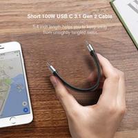 Cable USB C corto, USB 3,2 Gen 2x 20Gbps Transferencia de datos 100W PD Cable plano de carga rápida tipo C, Compatible para tabletas portátiles Teléfonos