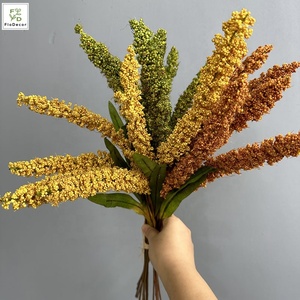 Vente en gros de tiges de millet artificielles jaunes et vertes de haute qualité, 53 cm, pour la décoration d'automne 2026, décoration d'intérieur - Product Image 4