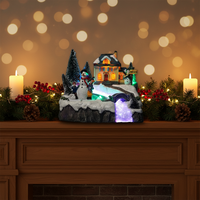 Décorations de Noël en gros : Maisons de village de Noël musicales en polyrésine avec 8 chansons de Noël et lumières LED multicolores