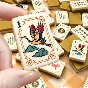 En stock: 1 set mínimo de Mahjong de viaje personalizado con diseño de Grulla Amarilla de <span class=keywords><strong>C</strong></span>úrcuma, 160 fichas de Mahjong de lujo grabadas en acrílico, estilo Americano Sunday. - Product Image 1