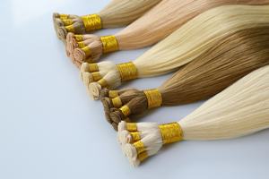 害羞发廊专业双拉丝滑直处女欧洲手绑纬纱人发延伸 - Product Image 5