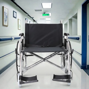 Silla de ruedas de acero CA9868, reposabrazos de PU desmontable, barra cruzada doble, asiento <span class=keywords><strong>extra</strong></span> ancho de 24 ", silla de ruedas de acero resistente - Product Image 6