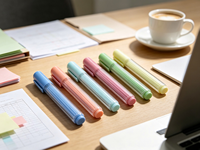 Ensemble de marqueurs surligneurs imperméables à pointe oblique personnalisée de 12 couleurs, pointe simple, pour le bureau/l'école/la promotion/les cadeaux