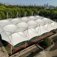 Abri de voiture, entrepôt et garage préfabriqué moderne en métal, résistant au feu, avec structure en membrane PTFE et résine PVDF, pour extérieur, vente en gros à prix abordable