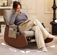 Fauteuil de détente moderne en tissu avec structure en bois, inclinable et pliable, pour salon, hôtel et bureau à domicile