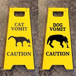 New Hairdressing Creative Cat Vomit Caution Sign Funny Dog Warning Sign <b>Party</b> Novelty for Gifts Home Desktop Decoration - Product Image 2