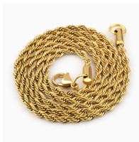Collier chaîne torsadée en acier inoxydable Gaovo plaqué or 18 carats, étanche, bijoux de mode hip-hop pour hommes