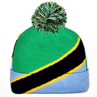 Nouveauté, bonnet en tricot avec drapeau de la Tanzanie, bonnet pour femmes et hommes, bonnet à pompon, bonnet d'hiver chaud, doux, extensible, pas cher, vente en gros personnalisée
