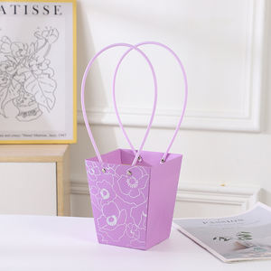 Venta al por mayor AnJia marca moda trapezoidal impermeable tubo de cuero boda arreglo floral bolso Flexiloop mango bolsa de papel - Product Image 2