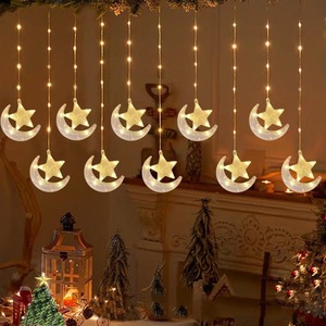 כוכב הוביל אור ירח כוכב ירח שרשרת עוגן אדום צורה רקע צורה חג המולד - Product Image 5