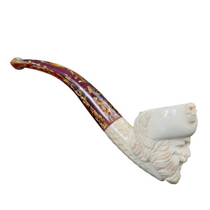 Tubería de sepiolita de piedra natural en bruto, pipa de tabaco con filtro tradicional antigua tallada a mano - Product Image 5