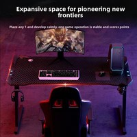 Bureau d'étude/de jeu en acier en forme de Z, surface en fibre de carbone, éclairage, porte-gobelet, support pour casque, design minimaliste moderne, modèle 006