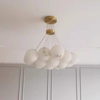 Lustre sphérique en albâtre et cuivre doré, globe de luxe à bulles, style espagnol, hauteur réglable, éclairage LED haute luminosité pour restaurant et hall