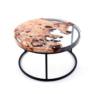 2021 resina Epossidica Tavoli Struttura In Metallo Resina di Legno Tavolino Da Pranzo di Forma Rotonda Resistente Telaio In Ferro di <span class=keywords><strong>Design</strong></span> In <span class=keywords><strong>Vetro</strong></span> di Nuovo Disegno - Product Image 1