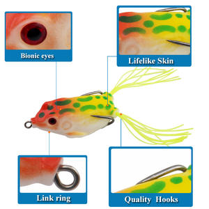 Leurre de surface en forme de grenouille, appât souple, ensemble de 5 couleurs, artificiel réaliste pour la pêche au bar, matériel de pêche - Product Image 4