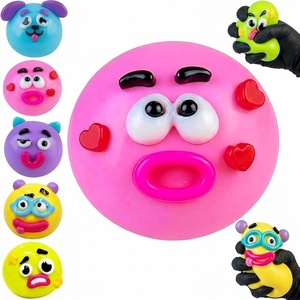 Colorful Funny Face Squishy Stress <b>Balls</b> Soft Bouncy TPR Toys for Kids Unisex Fidget Playthings 2 to 4 Years Age Range - Product Image 3