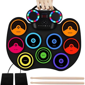 Portable <b>Electronic</b> Drum <b>Set</b> 8Cm Roll-Up Wireless With Flashing Lights Built-In Speaker For Practice And Entertainment - Product Image 4