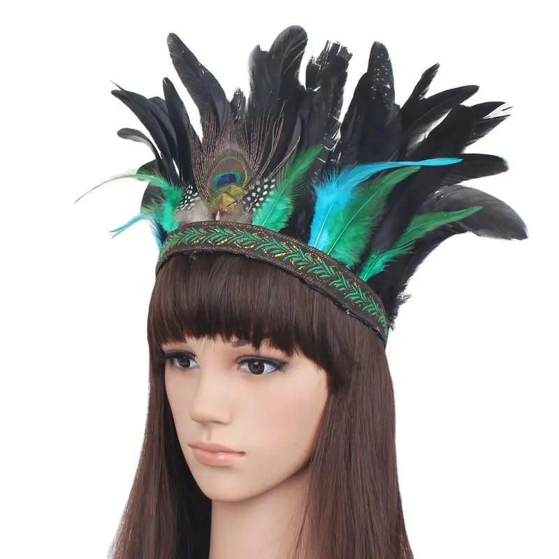 Fancy Carnival Feather Hair Diadema Pluma Accesorio para el cabello para niña Lady Party Diadema Tocado