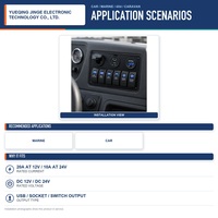 Panneau de commande DC 12V 24V avec 6 boutons, 3 prises, hub USB et voltmètre pour voiture et bateau