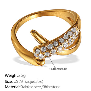 Anillo apilable de varias capas chapado en oro de 18k con diamantes de imitación, no se decolora, joyería para dedo de mujer - Product Image 4