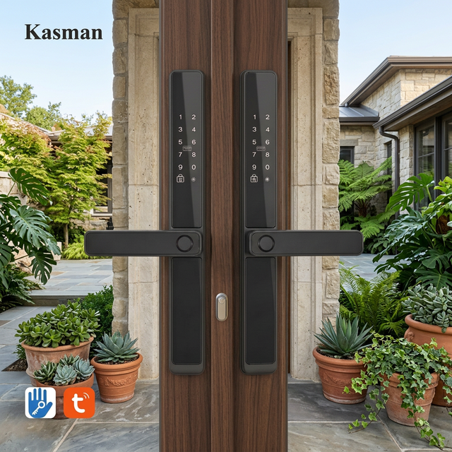 Kasman SOURCE PRICE Slim Slide Smart Door Lock Ip66 Heat-resistant Dual Side Gate Smart Lock for Aluminum Sliding Door