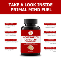Prix de gros : Capsules Nootropiques pour la santé cognitive et la stimulation énergétique, avec caféine et extrait de Rhodiola Rosea