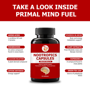 Cápsulas Nootrópicas para Mejorar la Salud Cognitiva y la Función Energética, con Cafeína y Extracto de Rhodiola Rosea, Precio al por Mayor - Product Image 3