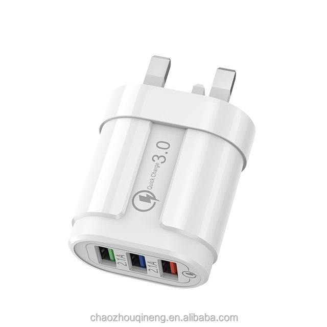 3-Port USB Power Supply Adapter 5V/2A 10W Fast Charging Universal for Mobile Phones & Earphones (US/EU/UK/IN)