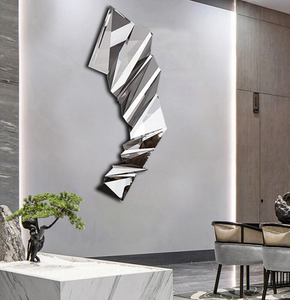 Ensemble de sculptures murales en <span class=keywords><strong>miroir</strong></span> en forme de galets argentés irréguliers modernes pour la décoration de salon et de salle de bain de luxe - Product Image 2