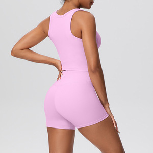 Conjunto de Top Deportivo Transpirable Ajustado Efecto Segunda Piel y Shorts de Cintura Alta Levanta Glúteos para Deporte al Aire Libre, Casual, Running, Fitness y Yoga - Product Image 4