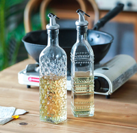 Meilleures ventes : Bouteilles en verre carrées graduées de 500 ml, réutilisables, pour vinaigre, huile d'olive, condiments, sauce soja, style antique, pour distributeur domestique